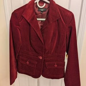 Talbots Red Corduroy Blazer Classic Tailored Fit